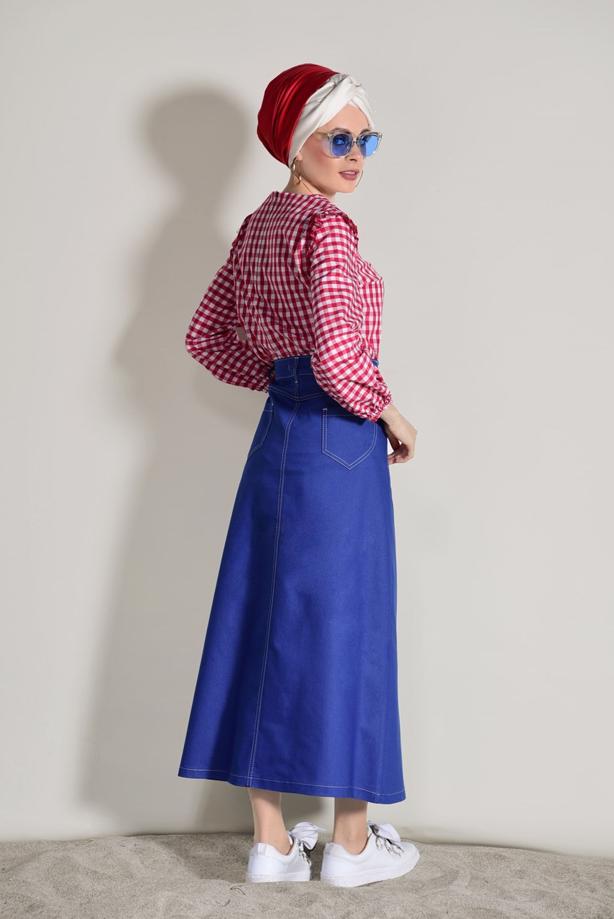 Tesettür giyim  SPOR KESİM DENİM ETEK 1002 - TRENDTESETTÜR