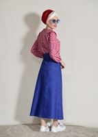 Tesettür giyim LACİVERT SPOR KESİM DENİM ETEK 1002