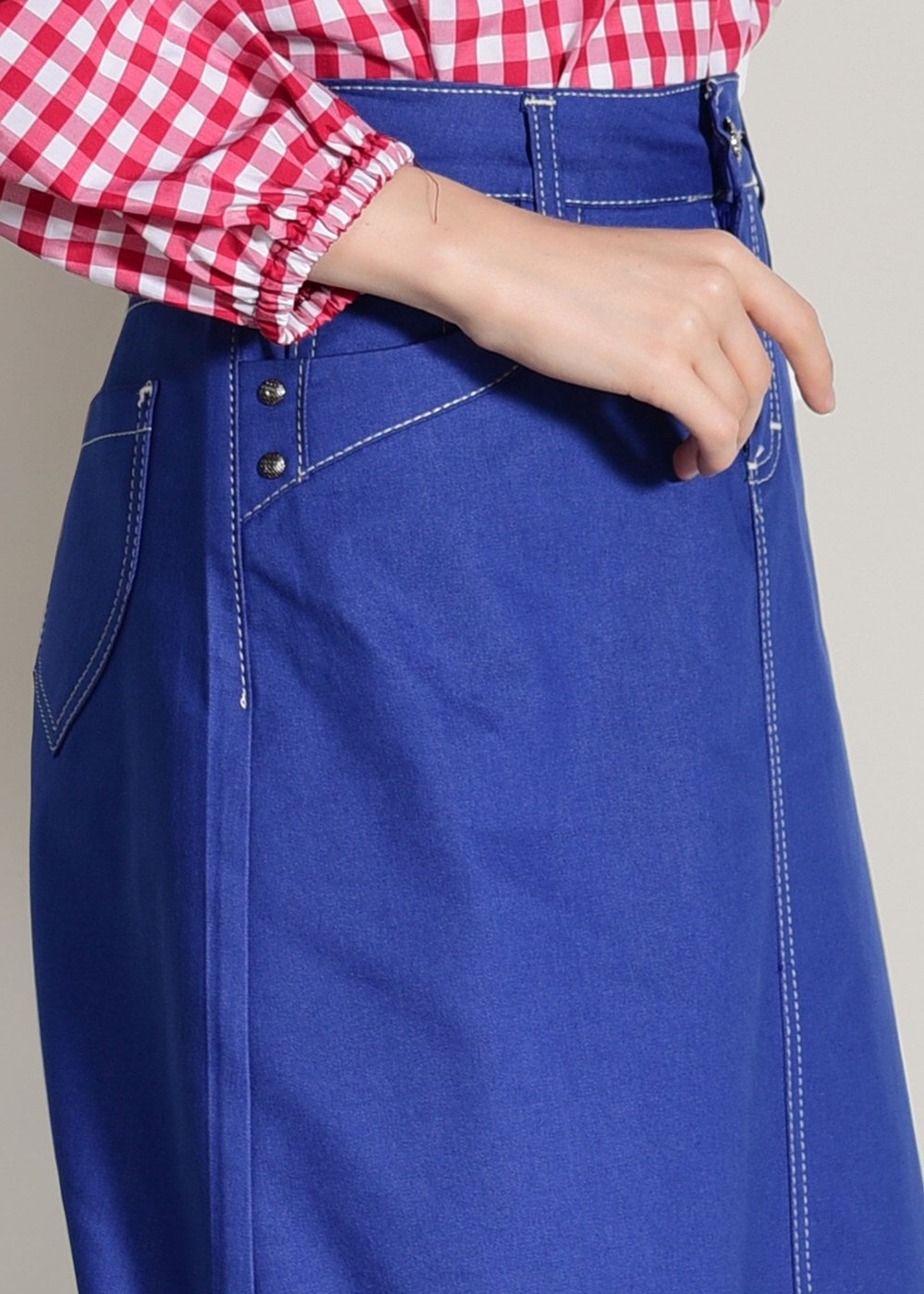 Tesettür giyim LACİVERT SPOR KESİM DENİM ETEK 1002