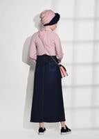 Tesettür giyim LACİVERT T 1551 Telvin- Spor Denim Etek