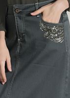 Tesettür giyim HAKİ T 2002 Telvin- Cep Detaylı Spor Etek