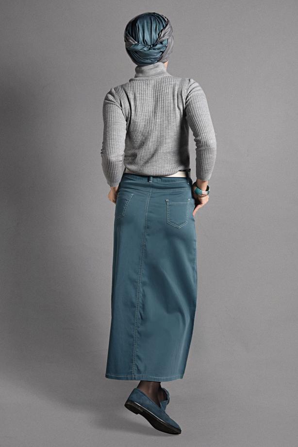 Tesettür giyim  T 2002 Telvin- Cep Detaylı Spor Etek - TRENDTESETTÜR