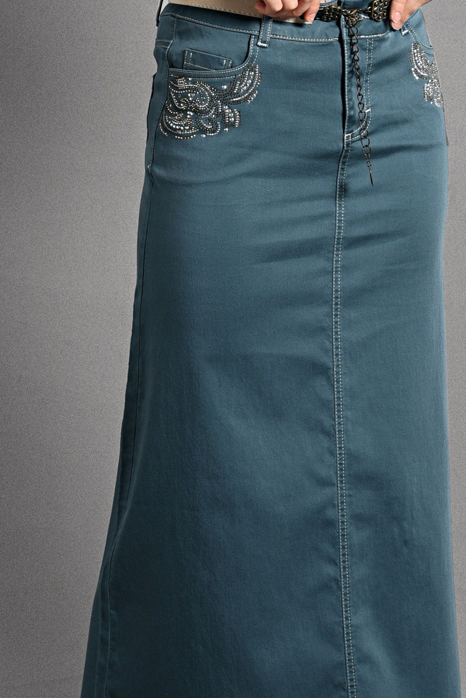 Tesettür giyim LACİVERT T 2002 Telvin- Cep Detaylı Spor Etek