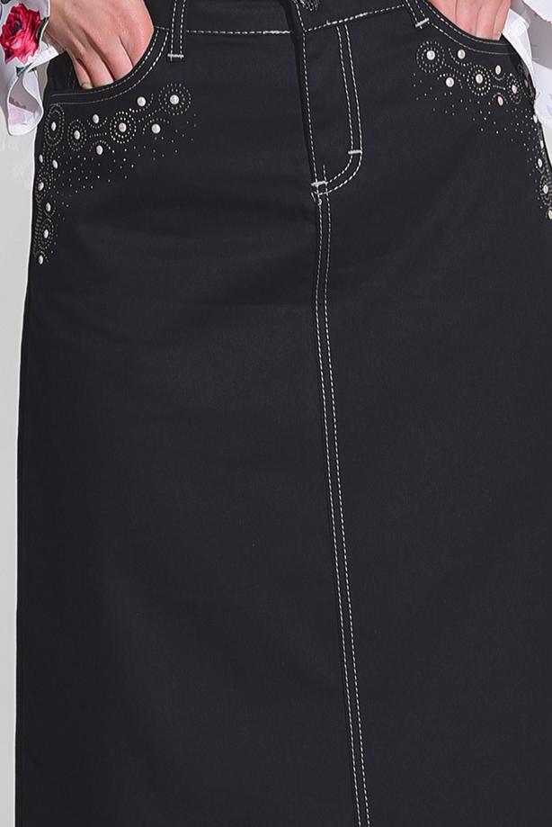 Tesettür giyim  TAŞ BASKI DETAYLI SPOR KESİM ETEK 2453 - TRENDTESETTÜR