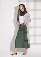 Tesettür giyim YEŞİL TAŞ BASKI DETAYLI SPOR KESİM ETEK 2453