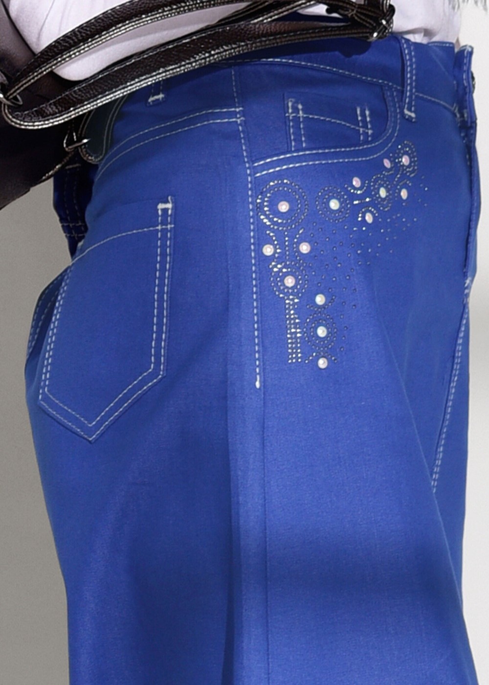 Tesettür giyim LACİVERT TAŞ BASKI DETAYLI SPOR KESİM ETEK 2453