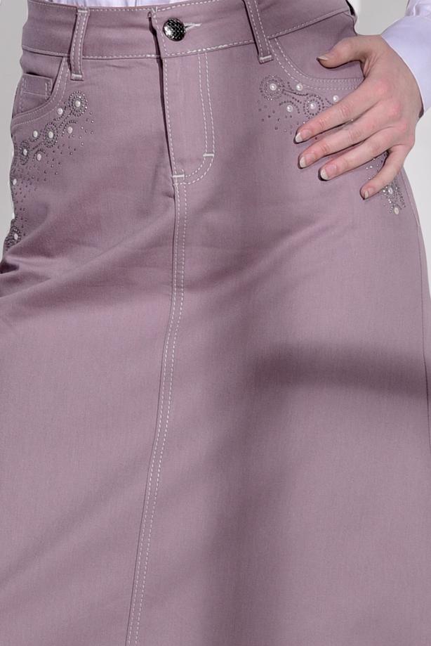 Tesettür giyim  TAŞ BASKI DETAYLI SPOR KESİM ETEK 2453 - TRENDTESETTÜR