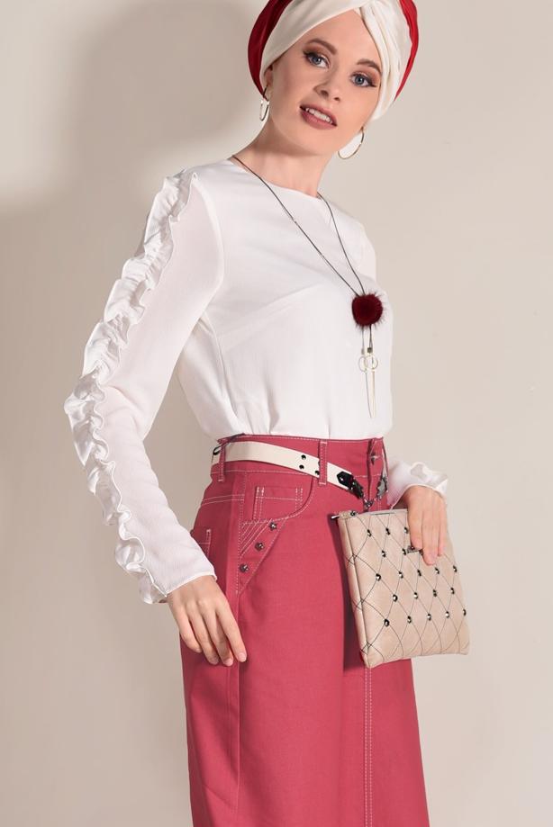 Tesettür giyim  ZIMBA DETAYLI SPOR DENİM ETEK 3002 - TRENDTESETTÜR