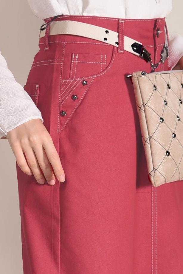 Tesettür giyim  ZIMBA DETAYLI SPOR DENİM ETEK 3002 - TRENDTESETTÜR