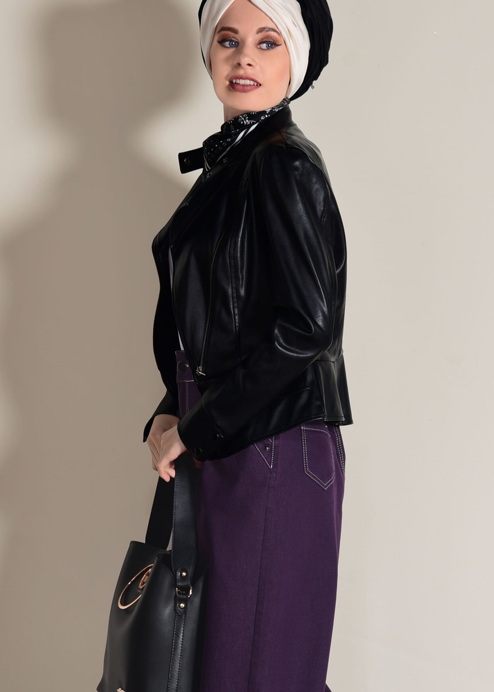 Tesettür giyim MOR ZIMBA DETAYLI SPOR DENİM ETEK 3002