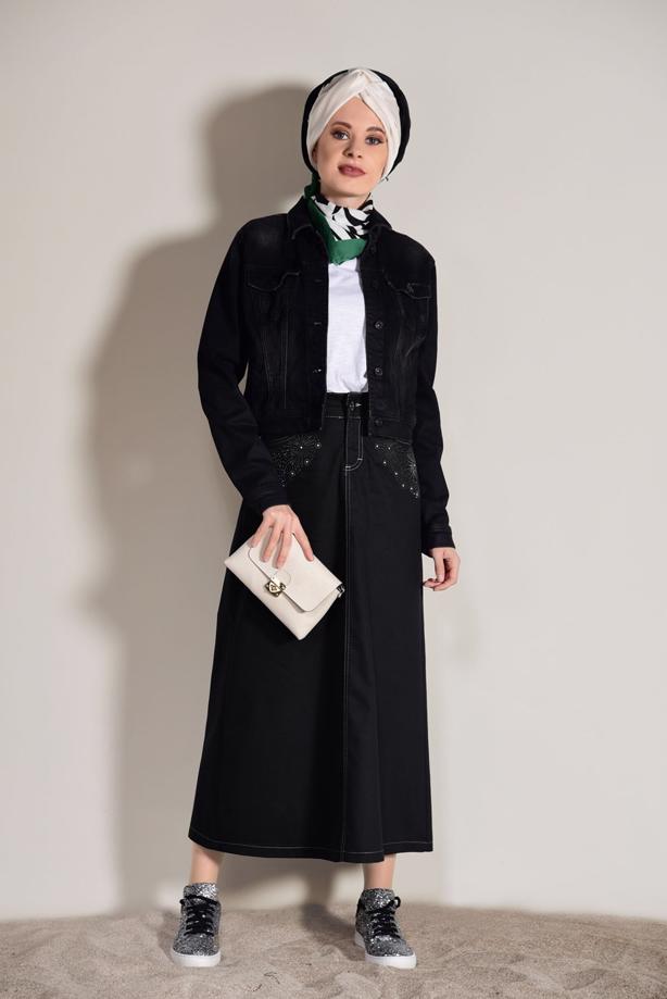 Tesettür giyim  TAŞ BASKI DETAYLI SPOR ETEK 4002  - TRENDTESETTÜR