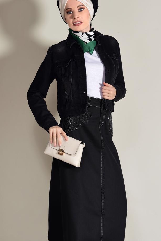 Tesettür giyim  TAŞ BASKI DETAYLI SPOR ETEK 4002  - TRENDTESETTÜR