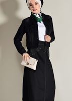 Tesettür giyim SİYAH TAŞ BASKI DETAYLI SPOR ETEK 4002 