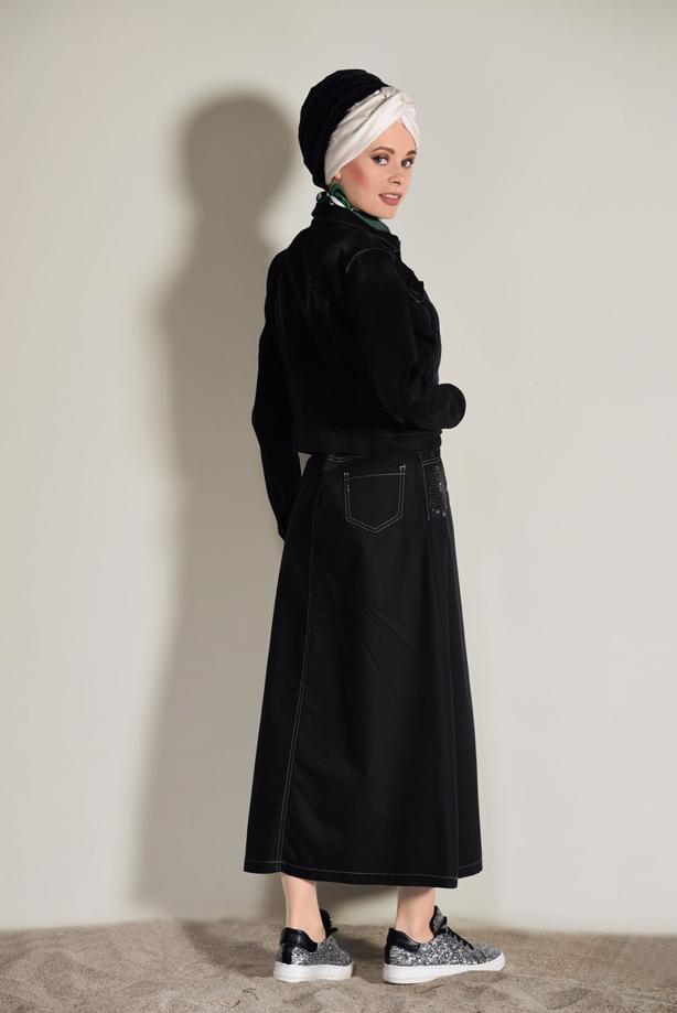 Tesettür giyim  TAŞ BASKI DETAYLI SPOR ETEK 4002  - TRENDTESETTÜR