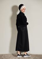 Tesettür giyim SİYAH TAŞ BASKI DETAYLI SPOR ETEK 4002 