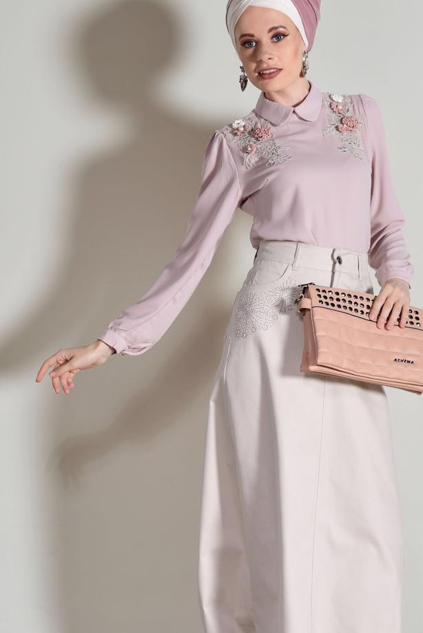 Tesettür giyim  TAŞ BASKI DETAYLI SPOR ETEK 4002  - TRENDTESETTÜR