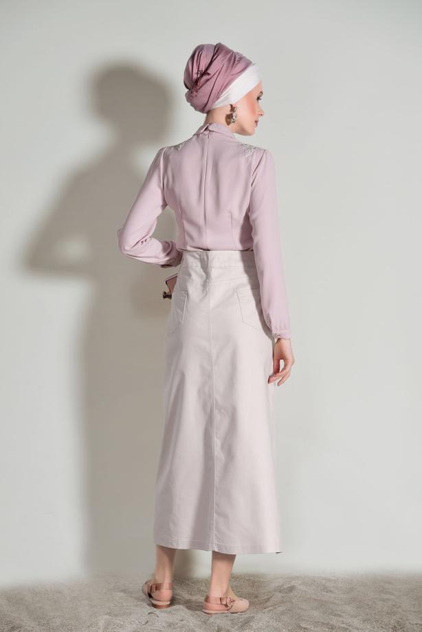 Tesettür giyim  TAŞ BASKI DETAYLI SPOR ETEK 4002  - TRENDTESETTÜR