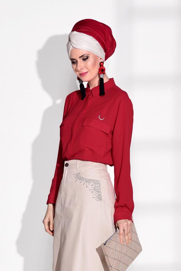 Tesettür giyim  T 4051 Telvin- İşleme Detaylı Spor Etek - TRENDTESETTÜR