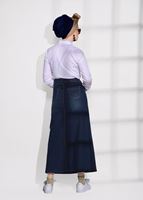 Tesettür giyim LACİVERT T 4070 Telvin- Spor Denim Etek