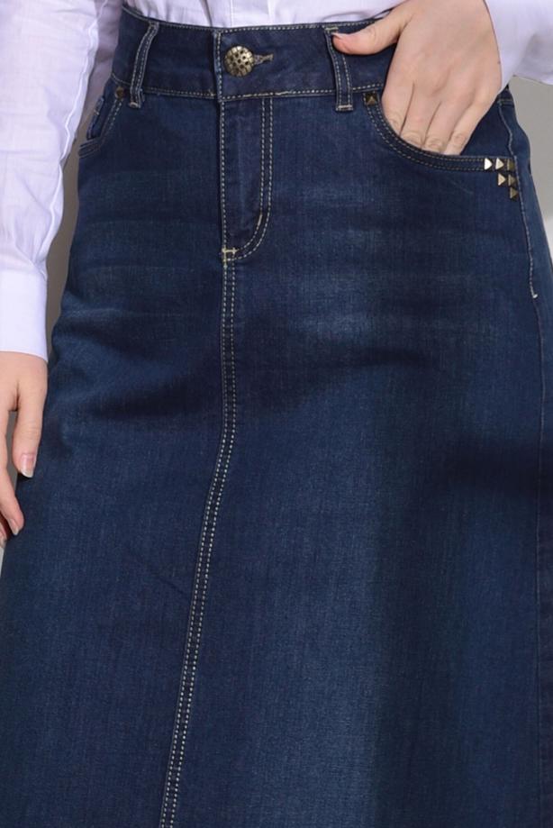 Tesettür giyim  T 4070 Telvin- Spor Denim Etek - TRENDTESETTÜR