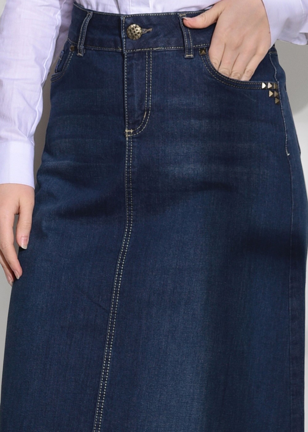 Tesettür giyim LACİVERT T 4070 Telvin- Spor Denim Etek