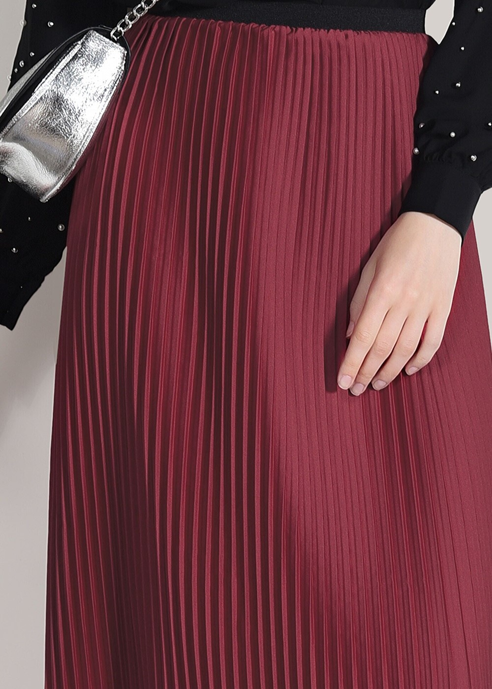 Vêtements hijab ROUGE BORDEAUX JUPE PLISSÉE 4315