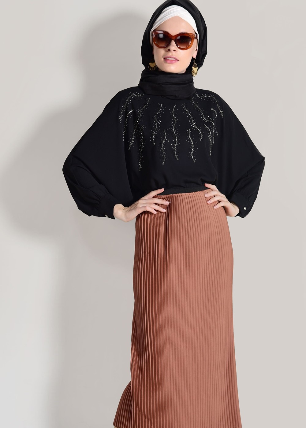 Hijab clothing BROWN PLEATED SKIRT 4315 