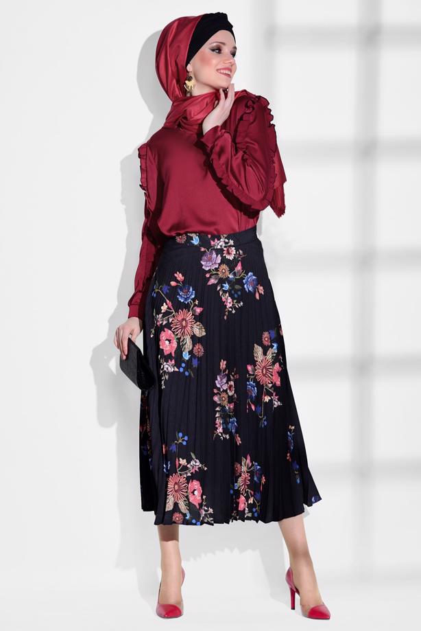 Vêtements hijab  FLORAL PLEATED SKIRT 4420  - TRENDTESETTÜR