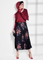 Vêtements hijab NOIR JUPE PLISSÉE À FLEURS 4420