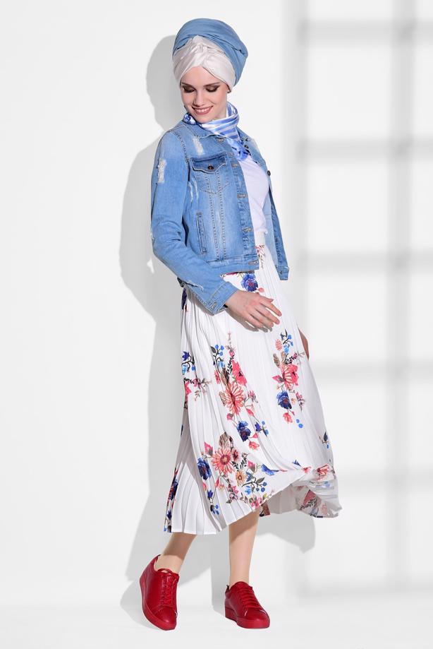 Vêtements hijab  FLORAL PLEATED SKIRT 4420  - TRENDTESETTÜR