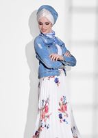 Vêtements hijab CRÈME JUPE PLISSÉE À FLEURS 4420