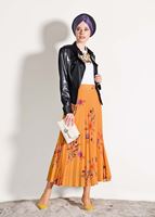 Vêtements hijab ORANGE JUPE PLISSÉE À FLEURS 4420