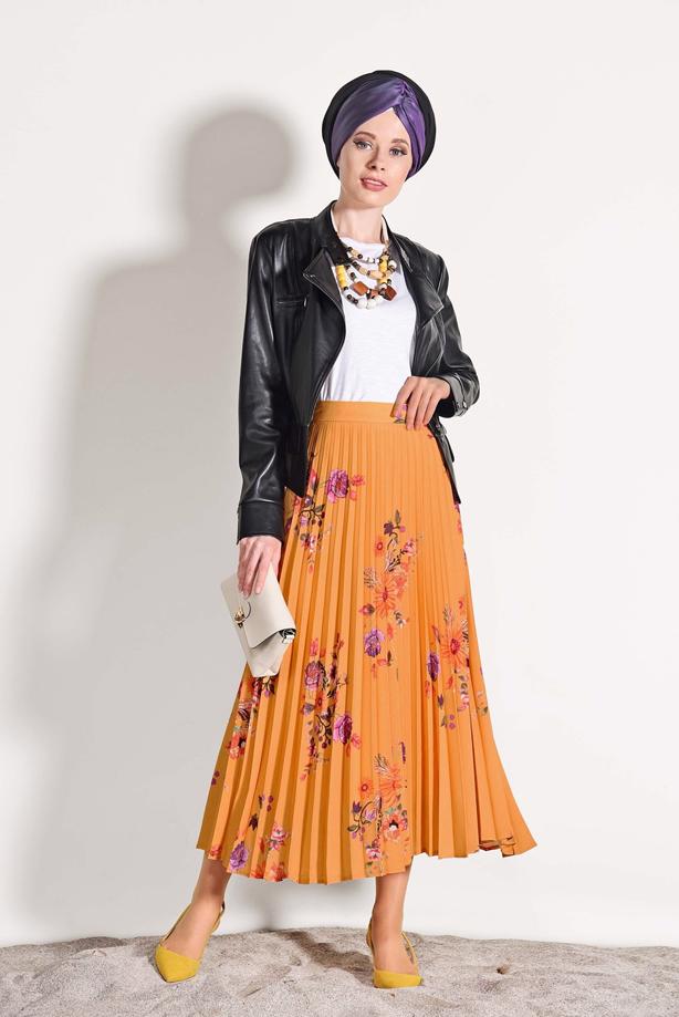 Vêtements hijab  FLORAL PLEATED SKIRT 4420  - TRENDTESETTÜR