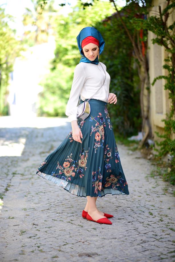 Vêtements hijab  FLORAL PLEATED SKIRT 4420  - TRENDTESETTÜR