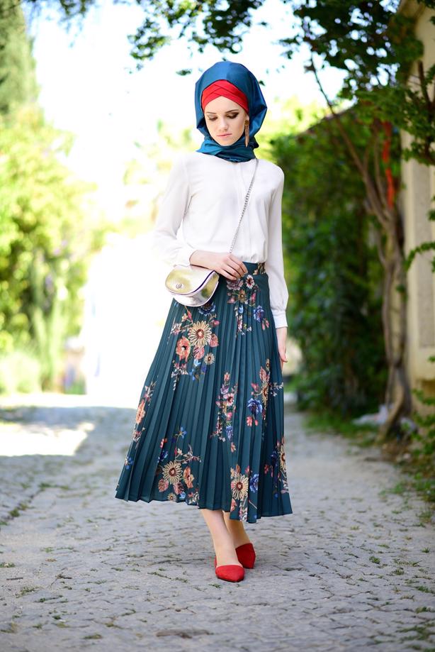 Vêtements hijab  FLORAL PLEATED SKIRT 4420  - TRENDTESETTÜR