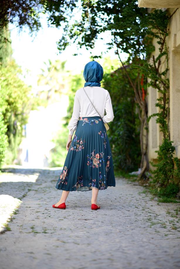 Vêtements hijab  FLORAL PLEATED SKIRT 4420  - TRENDTESETTÜR