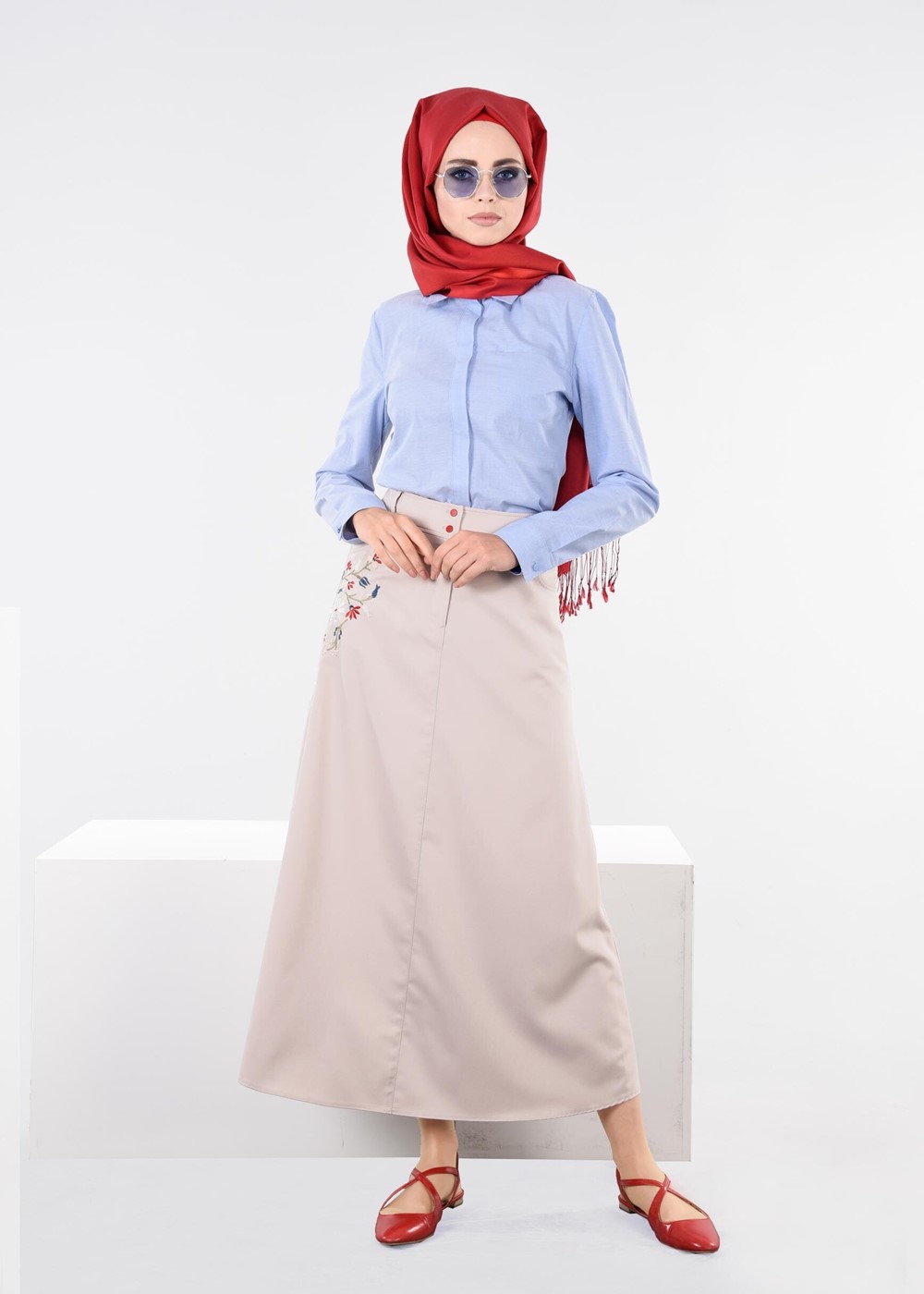 Tesettür giyim EKRU T 6063 Marit 43498 Etek-Alv Fashion