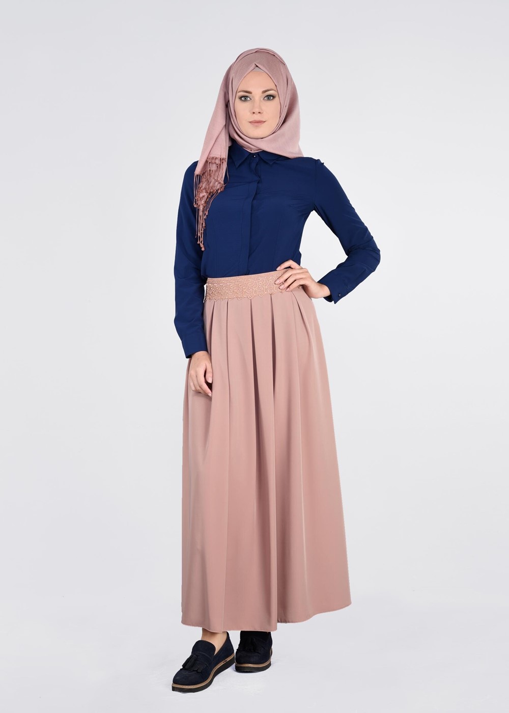 Tesettür giyim PUDRA T 6073 Sarah Etek-Alv Fashion