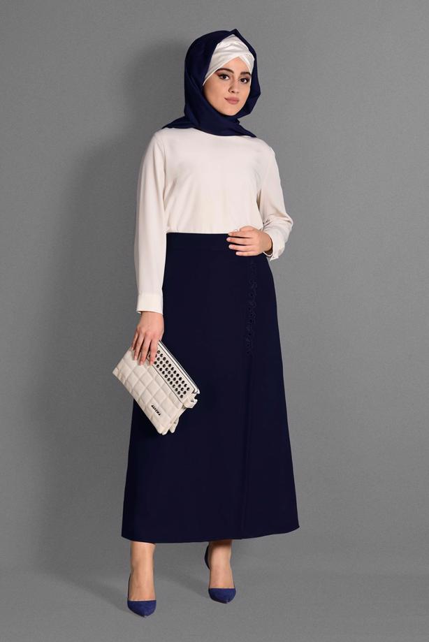 Vêtements hijab BLEU MARINE JUPE 6076 - TRENDTESETTÜR