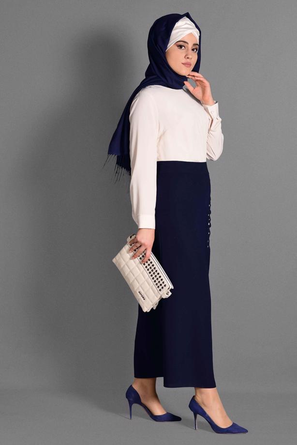 Vêtements hijab BLEU MARINE JUPE 6076 - TRENDTESETTÜR