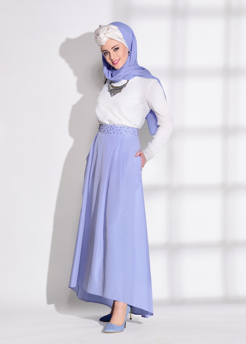 Tesettür giyim MAVİ T 6079 Angela Etek-Alv Fashion