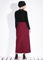 Tesettür giyim BORDO GİZLİ YIRTMAÇLI FERMUARLI ETEK 6167 