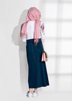 Tesettür giyim LACİVERT T 7012 Telvin-İşleme Detaylı Spor Etek