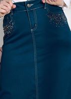 Tesettür giyim LACİVERT T 7012 Telvin-İşleme Detaylı Spor Etek