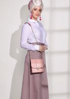 Tesettür giyim PEMBE T 7012 Telvin-İşleme Detaylı Spor Etek