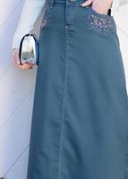 Tesettür giyim MAVİ T 7012 Telvin-İşleme Detaylı Spor Etek