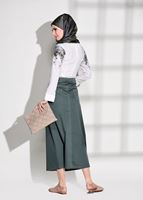 Tesettür giyim YEŞİL T 7012 Telvin-İşleme Detaylı Spor Etek