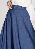 Tesettür giyim LACİVERT T 7623 Magazin-Kemer Detaylı Denim Etek