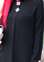 Tesettür giyim SİYAH BROŞ DETAYLI FERACE 02981-1 