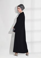 Tesettür giyim SİYAH BROŞ DETAYLI FERACE 02981
